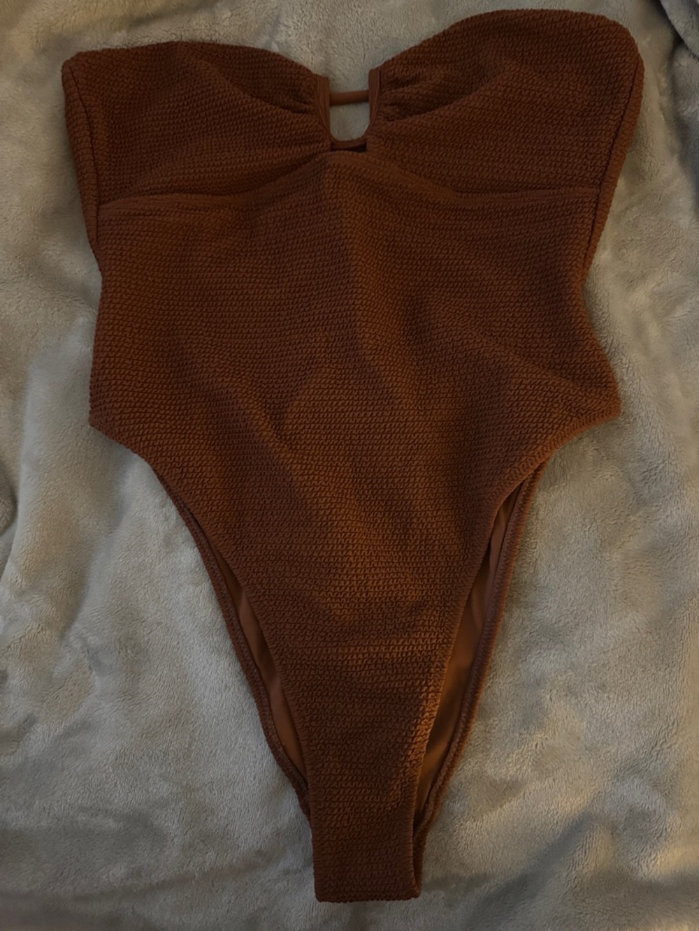 PacSun Brown Textured Strapless One-Piece Swimsuit